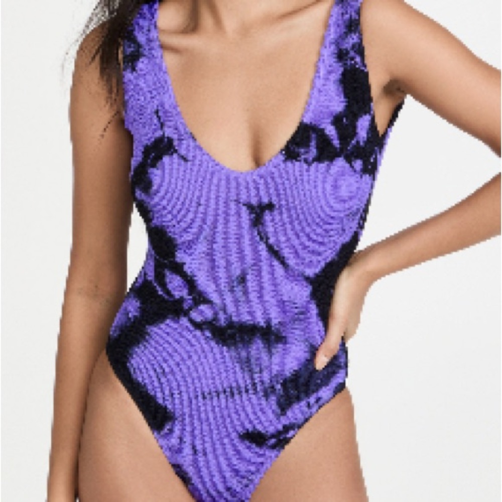 bond-eye Purple and Black One Piece Swimsuit
